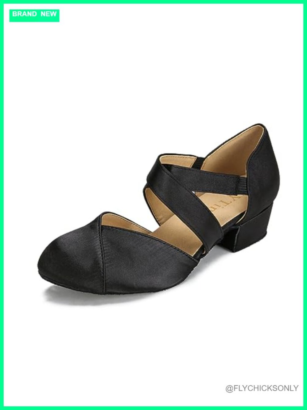 Women's Latin Ballroom Dance Shoes Suede Sole 1.5 inch Heel Elastic Closure
